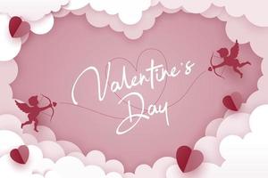Valentine's day background design in paper style vector