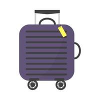 Trolley travel suitcase, luggage for travel, tourism or business with label. vector