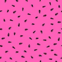 patrón sin fisuras con la ilustración vectorial de semillas de sandía dibujada a mano. verano, brillante, textura de tela de fiesta con semillas sobre fondo rosa aislado. vector