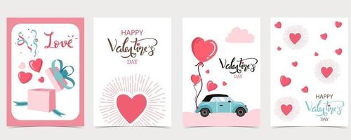 Collection of valentine day background set with heart vector