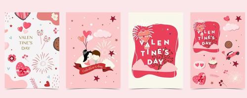 Collection of valentine day background set with heart vector