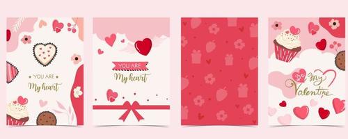 Collection of valentine day background set with heart vector