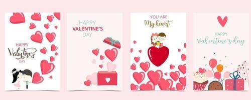 Collection of valentine day background set with heart vector