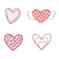 Hand drawn flat heart shape collection vector