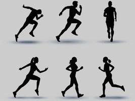Set running silhouettes. Vector illustration Man and Woman