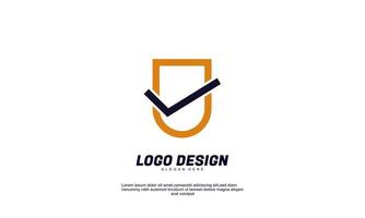 abstract creative modern idea shield and check branding for company or corporate colorful design template vector