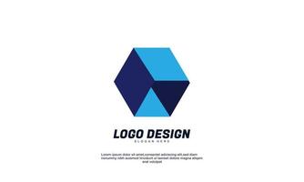 stock vector abstract creative idea brand identity modern logo for company or business blue navy color with flat design template