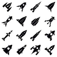 Rocket launch icons set, simple style vector