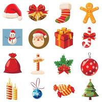 Christmas icons set, isometric 3d style vector