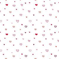 Seamless pattern with different hand-drawn red and pink romantic hearts vector