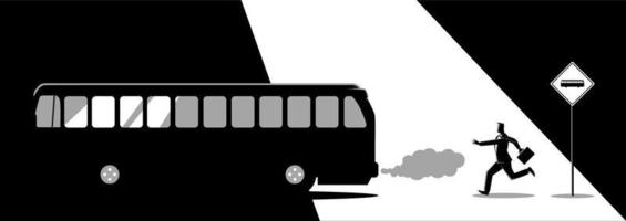 Businessman chasing the bus vector