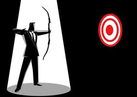 Businessman aiming a red target with arrow vector