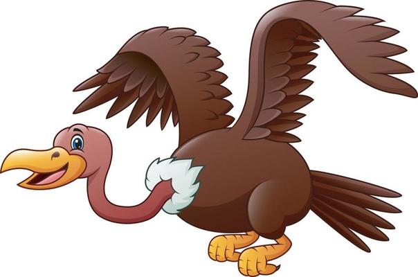 Cartoon vulture flying isolated on white background