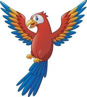 dibujos animados lindo pájaro guacamayo volando vector