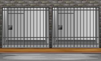Prison cell with metal bars illustration vector