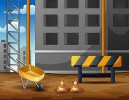 Construction site background with equipment vector