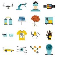 New technologies icons set, flat style vector