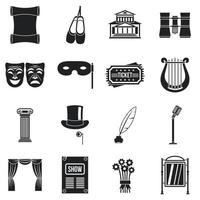 Theater icons set, simple style vector