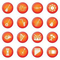 Musical instruments icons vector set