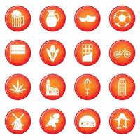 Netherlands icons vector set