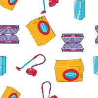 Home appliances pattern, cartoon style vector