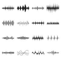 Sound wave icons set, simple style vector