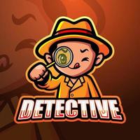 diseño de logotipo de esport de mascota detective vector