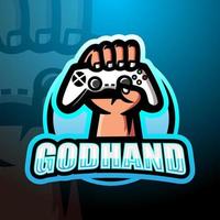 God hand esport game logo design vector