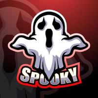 Spooky ghost mascot esport logo design vector