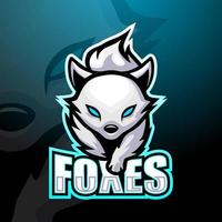 White foxes mascot esport logo design vector