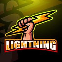 Lightning hand mascot esport logo design vector