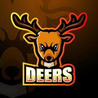 Deer head mascot esport logo design vector