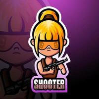 Shooter girl mascot esport logo design