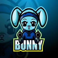 Shooter bunny mascot esport logo design vector