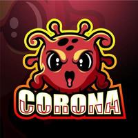 Corona virus mascot esport logo design vector