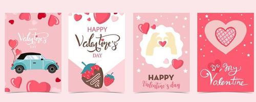 Collection of valentine day background set with heart vector