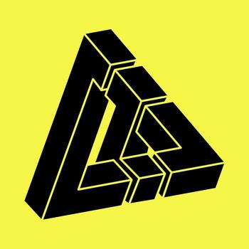 Optical illusion. Impossible shapes. Sacred geometry figure. Abstract eternal triangle. Optical art. Impossible geometry shape on a yellow background. vector