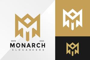 plantilla de ilustración vectorial de diseño de logotipo de corona monarca m