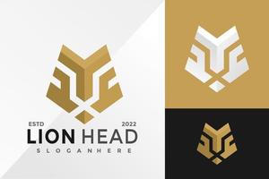 Golden Lion Head Logo Design Vector illustration template