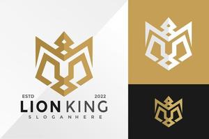 Golden Lion King Logo Design Vector illustration template