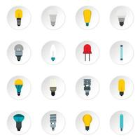 Light bulb icons set, flat style vector