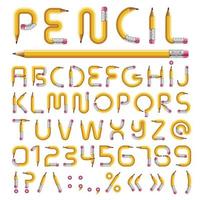 Pencil alphabet with numbers vector illustration