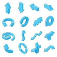 Arrows icons set in isometric 3d style vector