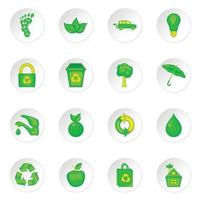 Nature icons set, cartoon style vector