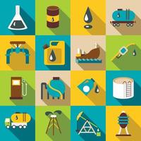 Oil industry icons set, flat style vector