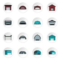 Warehouse icons set, flat style vector