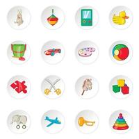 Toy icons, cartoon style vector