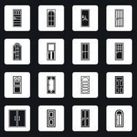 Door icons set in simple style vector