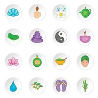 Spa icons set, cartoon style vector