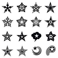 Decorative stars icons set, simple style vector